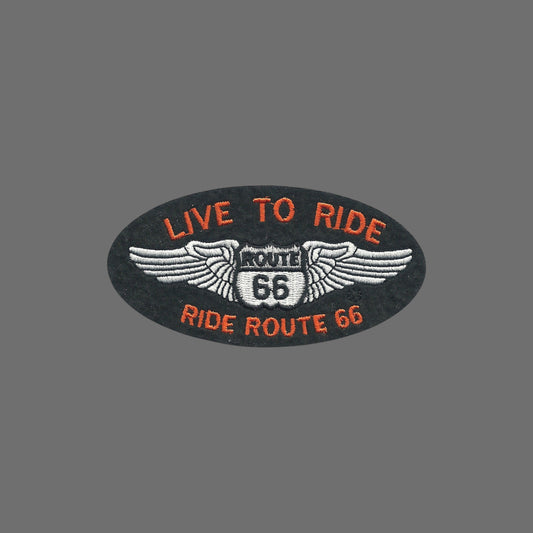 LIVE TO RIDE Route 66 Souvenir Patch Orange Text - 0066-LIVE-32