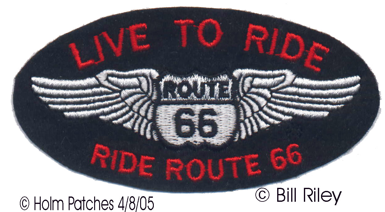 LIVE TO RIDE Route 66 Souvenir Embroidered Iron On Patch RED Letters - 0066-LIVE-36