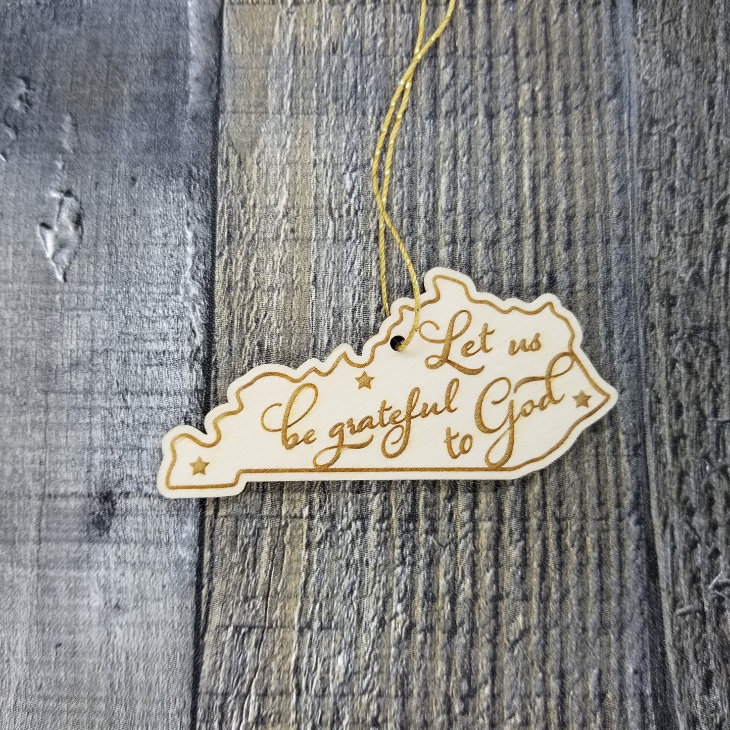 Kentucky Wood Ornament - KY State Shape with State Motto - Handmade Wood Ornament Made in USA Christmas Decor