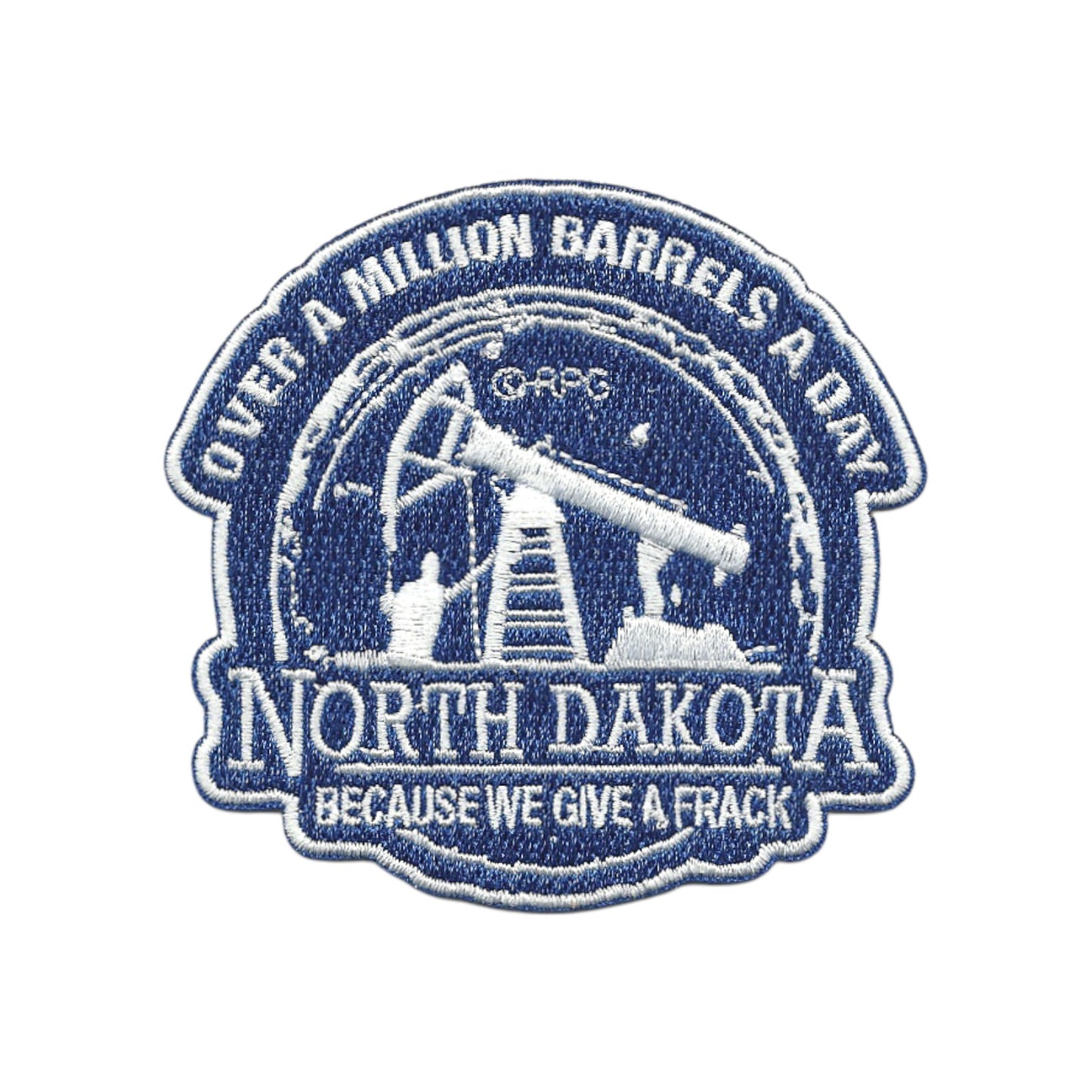 North Dakota Patch Oil Drill Because We Give a Frack Iron On ND Souvenir 3"