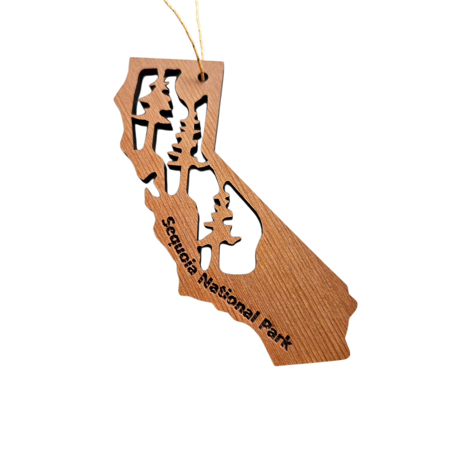 Sequoia National Park wood Ornament California CA State - Laser Cut Handmade Wood Ornament - Made in USA 1070SEQ