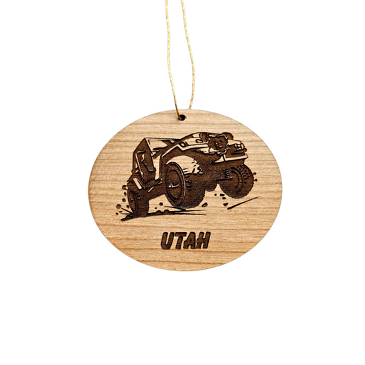 Utah Wood Ornament -  4 Wheeling UT 4x4 Rock Crawling - Handmade in USA Souvenir - 15787