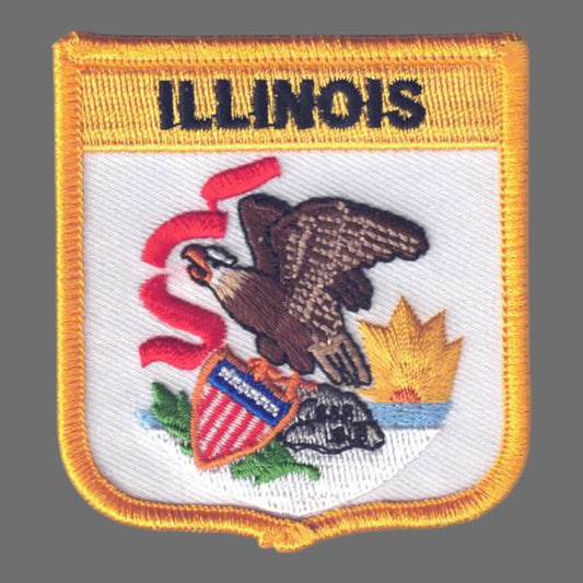 ILLINOIS medium flag shield souvenir or uniform embroidered patch - 1655