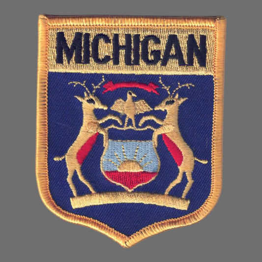 MICHIGAN Lg Flag Shield Souvenir Patch - 2102