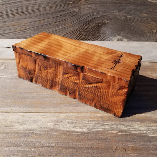 Wood Valet Box Curly Redwood Tree Engraved Rustic Handmade CA Storage #586 Handcrafted Christmas Gift Engagement Gift for Men Jewelry