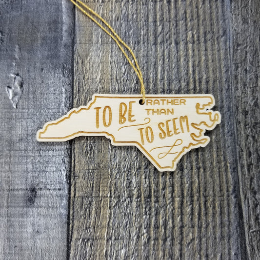 North Carolina Wood Ornament - State Shape with State Motto - Handmade Wood Ornament Made in USA Christmas Decor