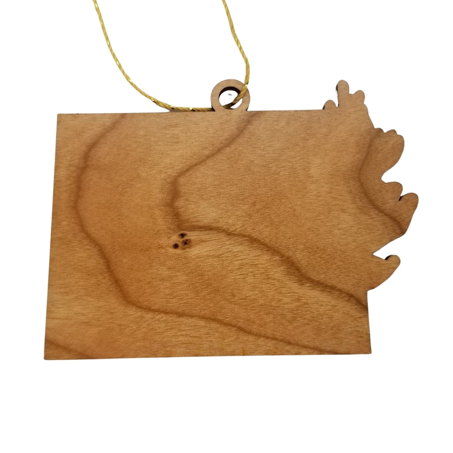 Wyoming Wood Ornament - WY State Shape with State Flowers Indian Paintbrush - Handmade Wood Ornament Made in USA Christmas Decor