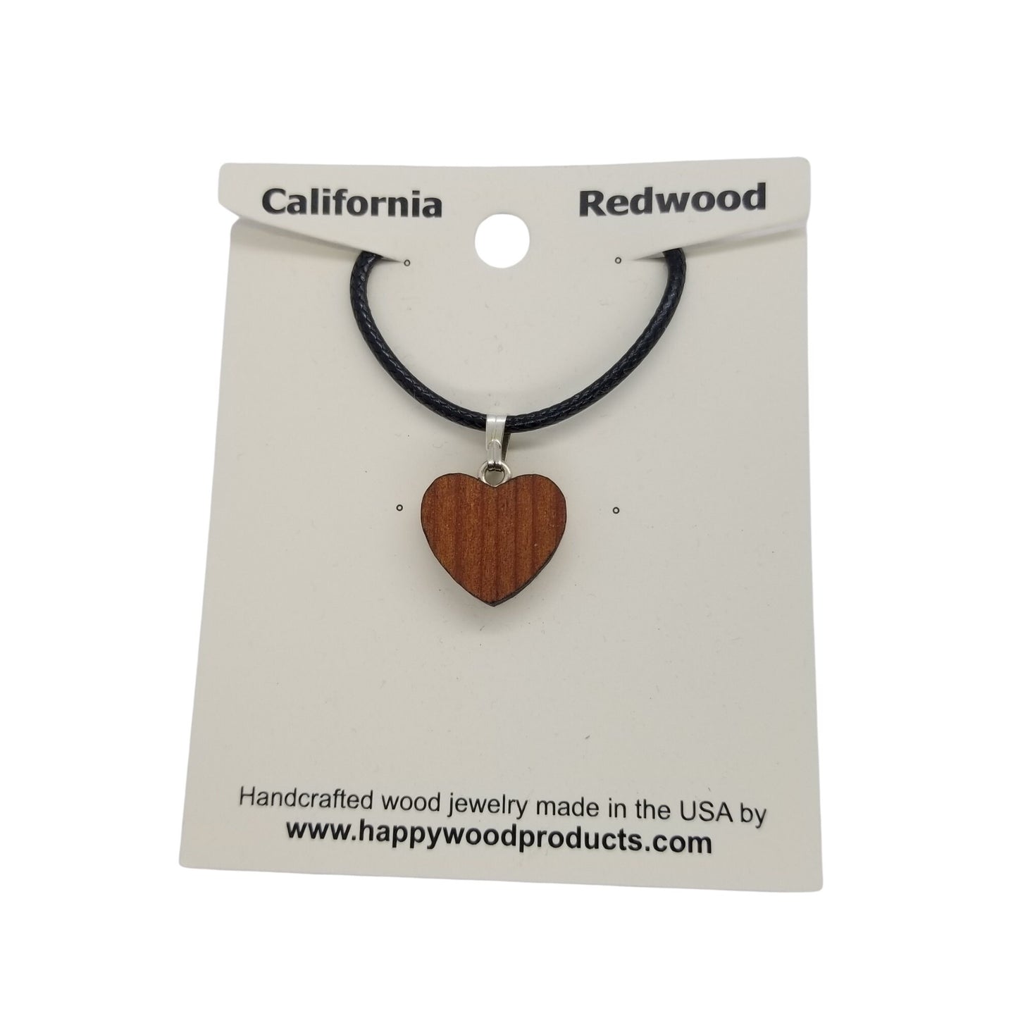 Redwood Heart Necklace Medium - Wood Necklace - California Redwoods - CA Souvenir Anniversary Gift -N6