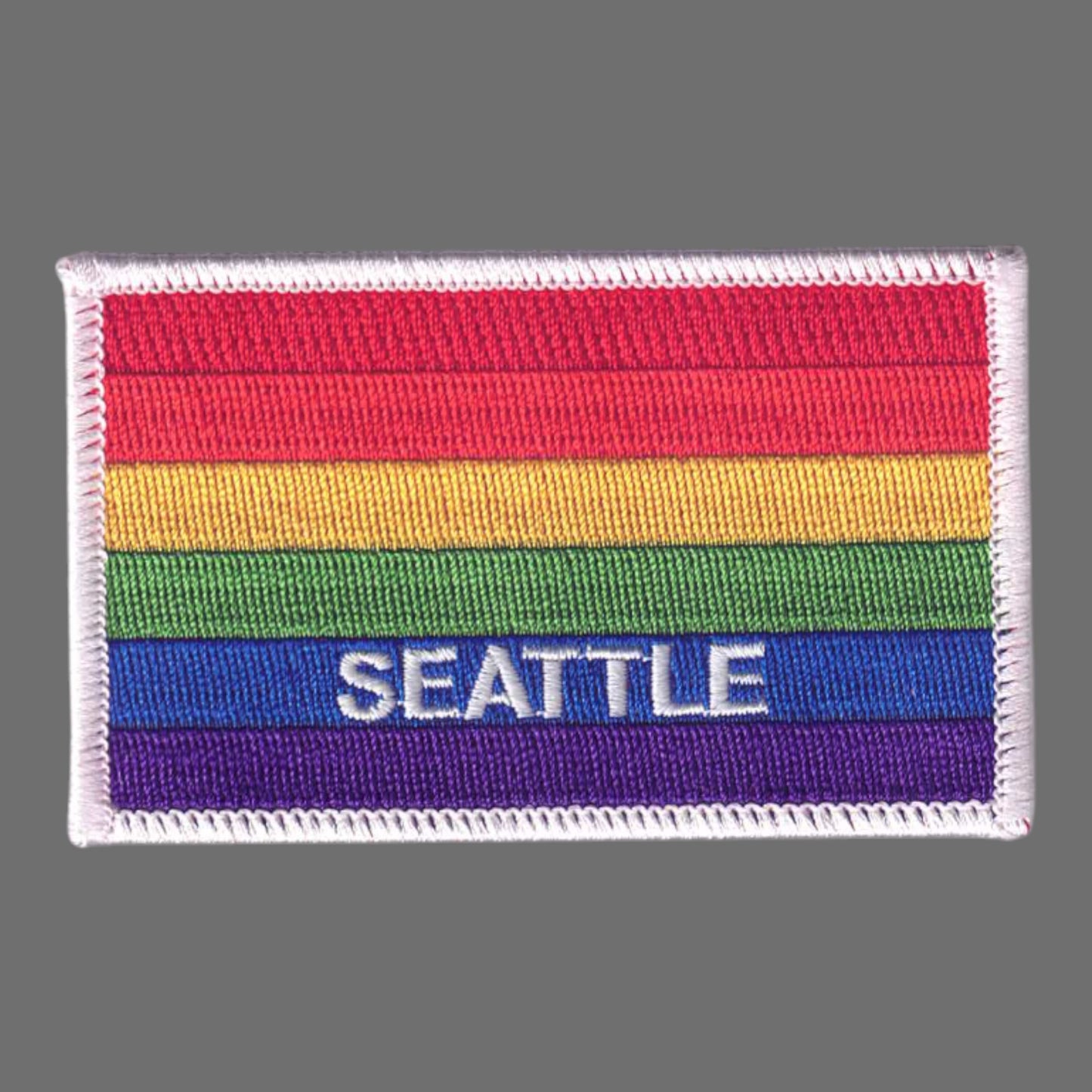 SEATTLE Rainbow Flag White Border Patch - 3399-39