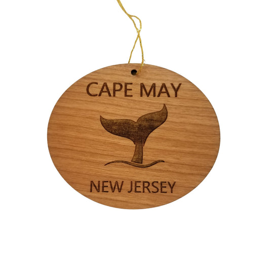 Cape May New Jersey Ornament - Handmade Wood Ornament - NJ Whale Tail Whale Watching - Christmas Ornament 3 Inch