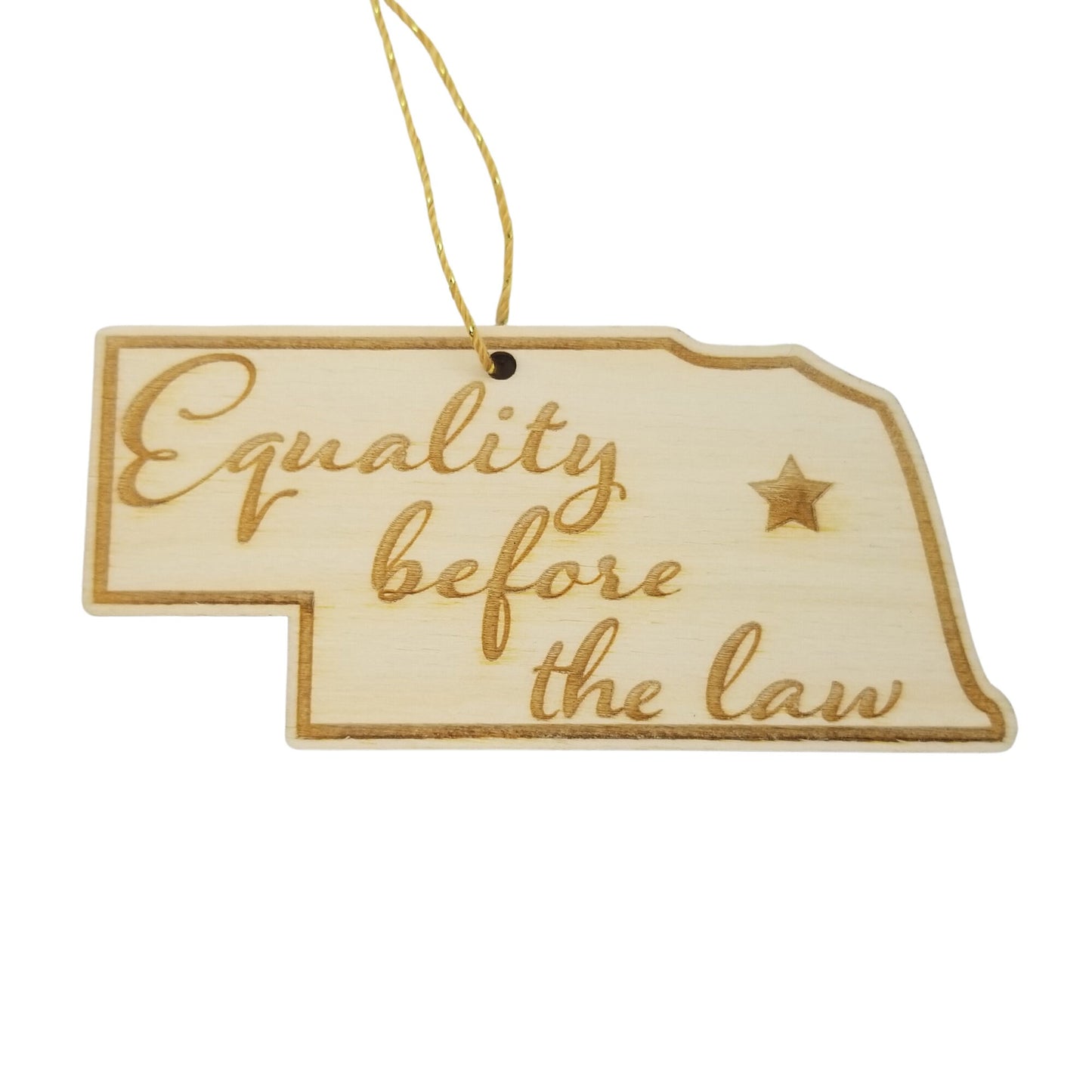 Nebraska Wood Ornament - NE State Shape with State Motto - Handmade Wood Ornament Made in USA Christmas Decor