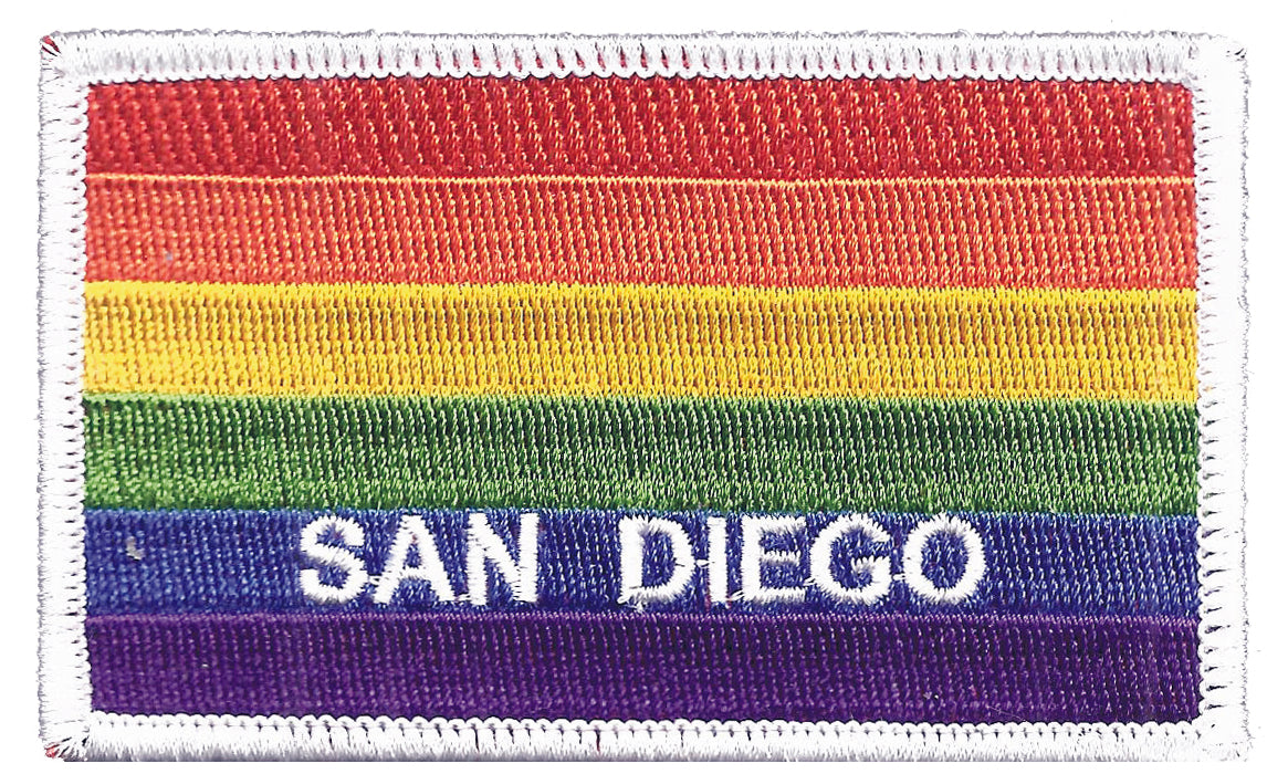 SAN DIEGO Rainbow Flag - White Border - Embroidered Iron On Patch - 4719-39