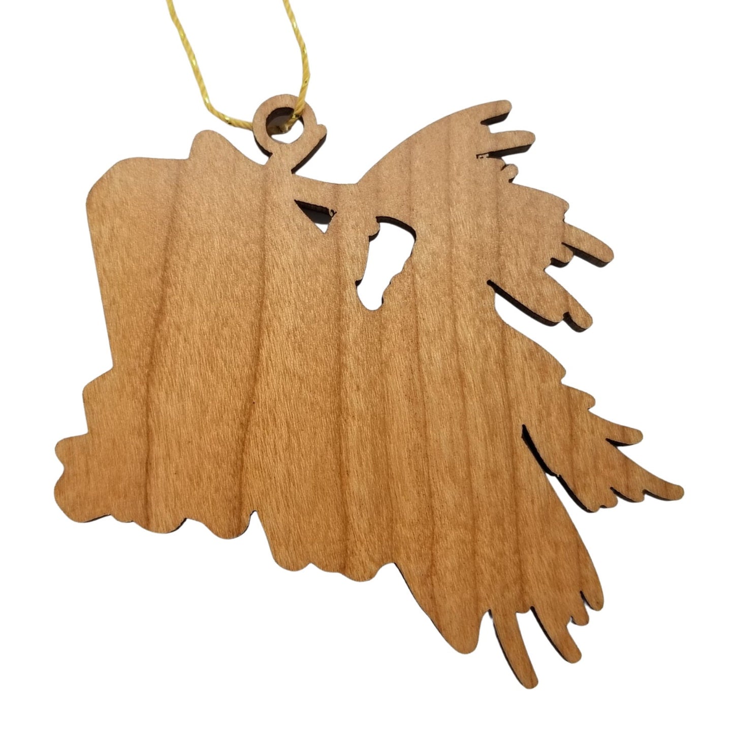 Maine Wood Ornament - ME State Shape with State Flowers White Pine Cone - Handmade Wood Ornament Made in USA Christmas Decor