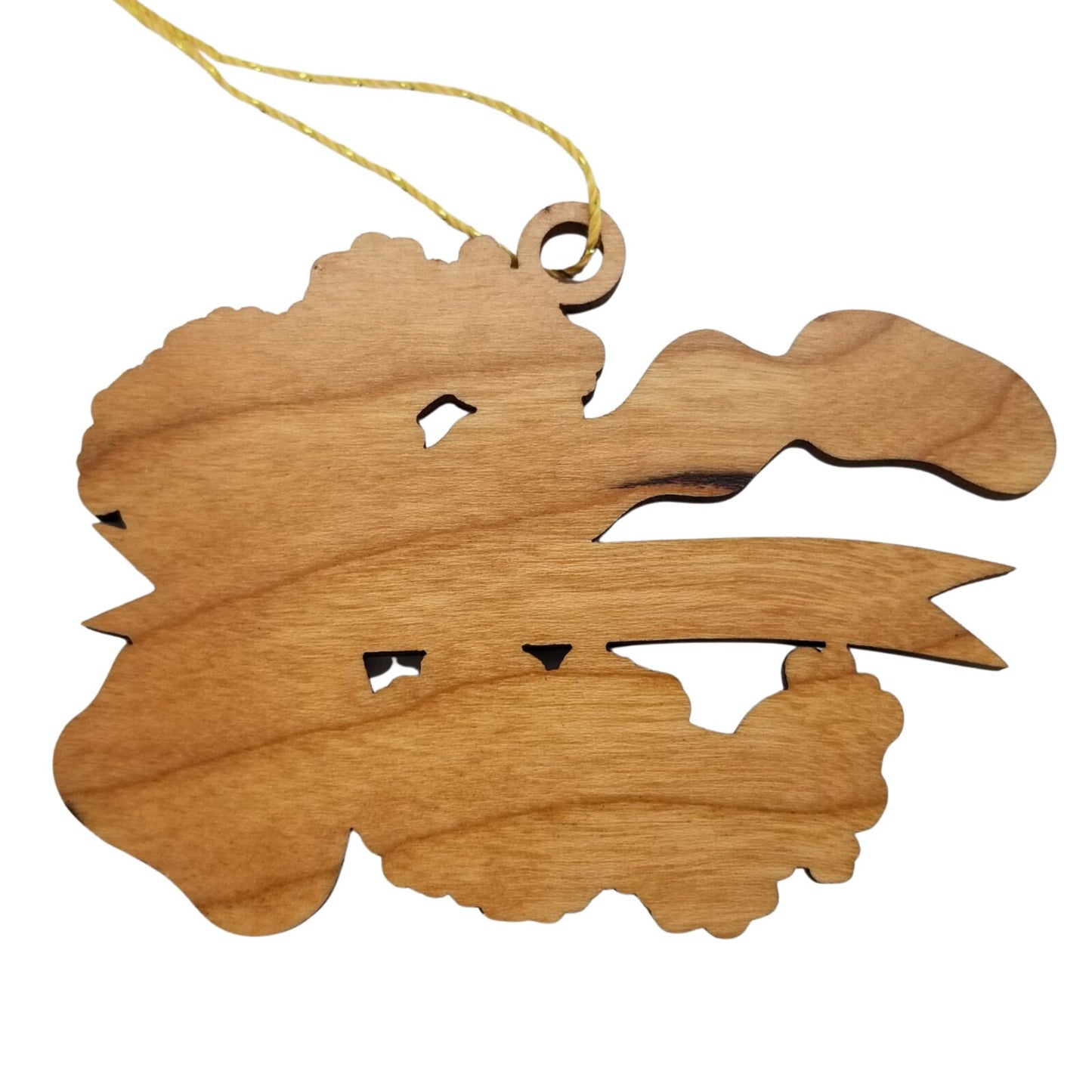 Hawaii Wood Ornament - HI State Shape with State Flowers Hibiscus - Handmade Wood Ornament Made in USA Christmas Decor