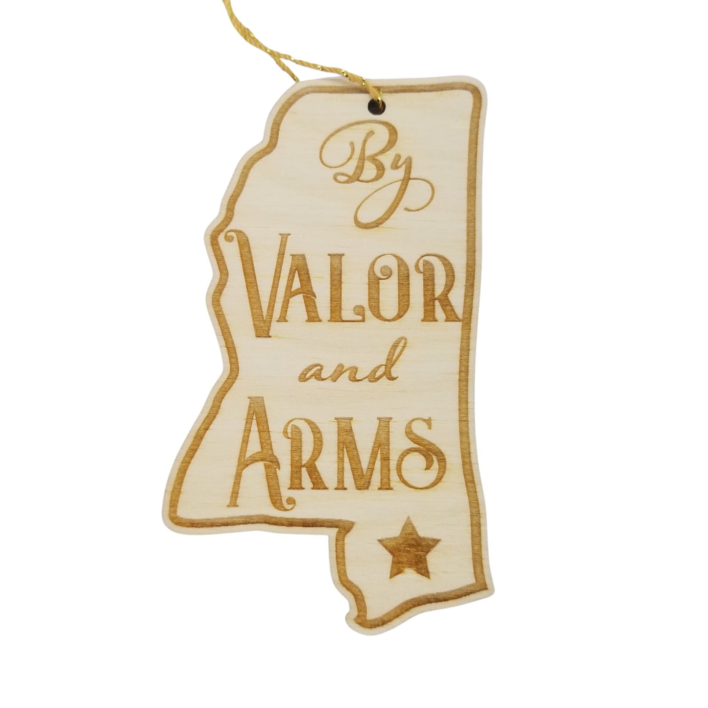 Mississippi Wood Ornament - MS State Shape with State Motto - Handmade Wood Ornament Made in USA Christmas Decor