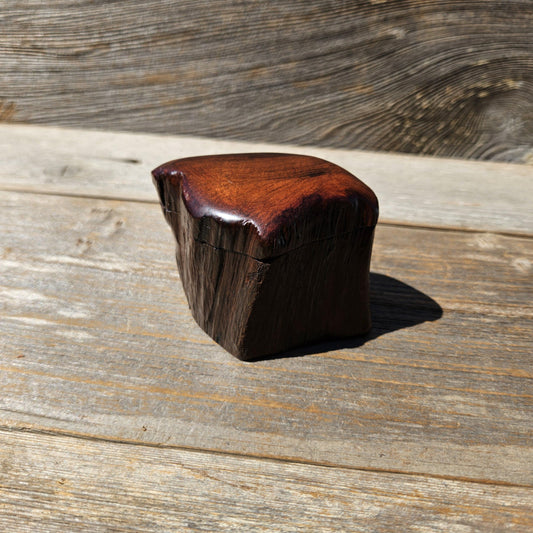 Wood Ring Box Redwood Rustic Handmade California #669 Storage Live Edge Gift
