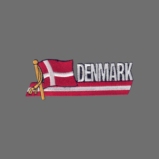 DENMARK Wavy Flag Ribbon Patch - 6186