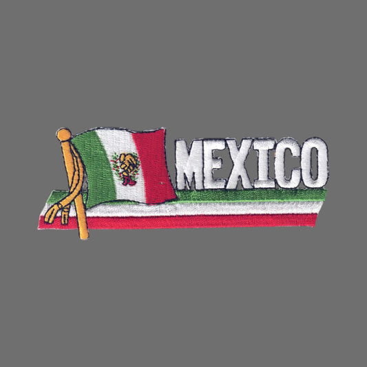 MEXICO wavy flag ribbon souvenir embroidered patch - 6496