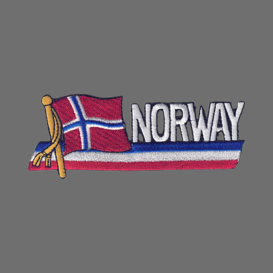 NORWAY Wavy Flag Ribbon Patch - 6546
