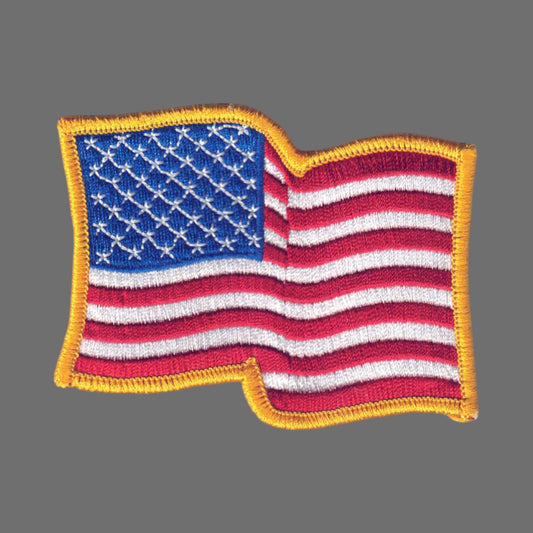 USA Wavy Flag Gold Border Patch - 6836G