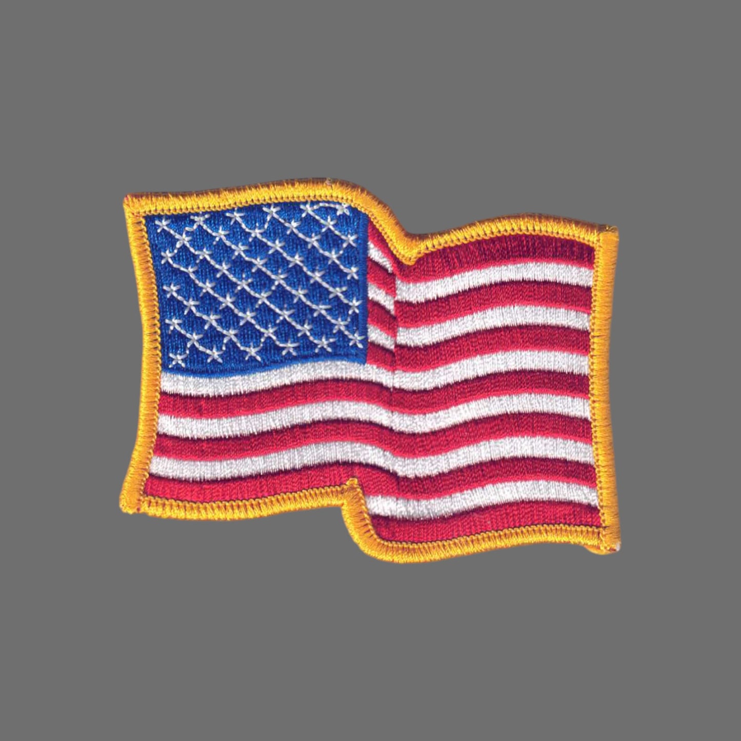 USA Wavy Flag Gold Border Patch - 6836G