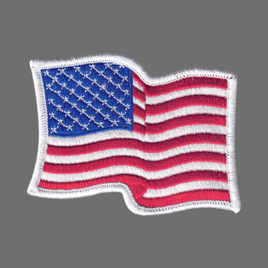 USA Wavy Flag White Border Patch - 6836W