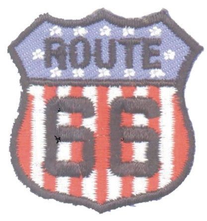 ROUTE 66 on US flag souvenir embroidered patch