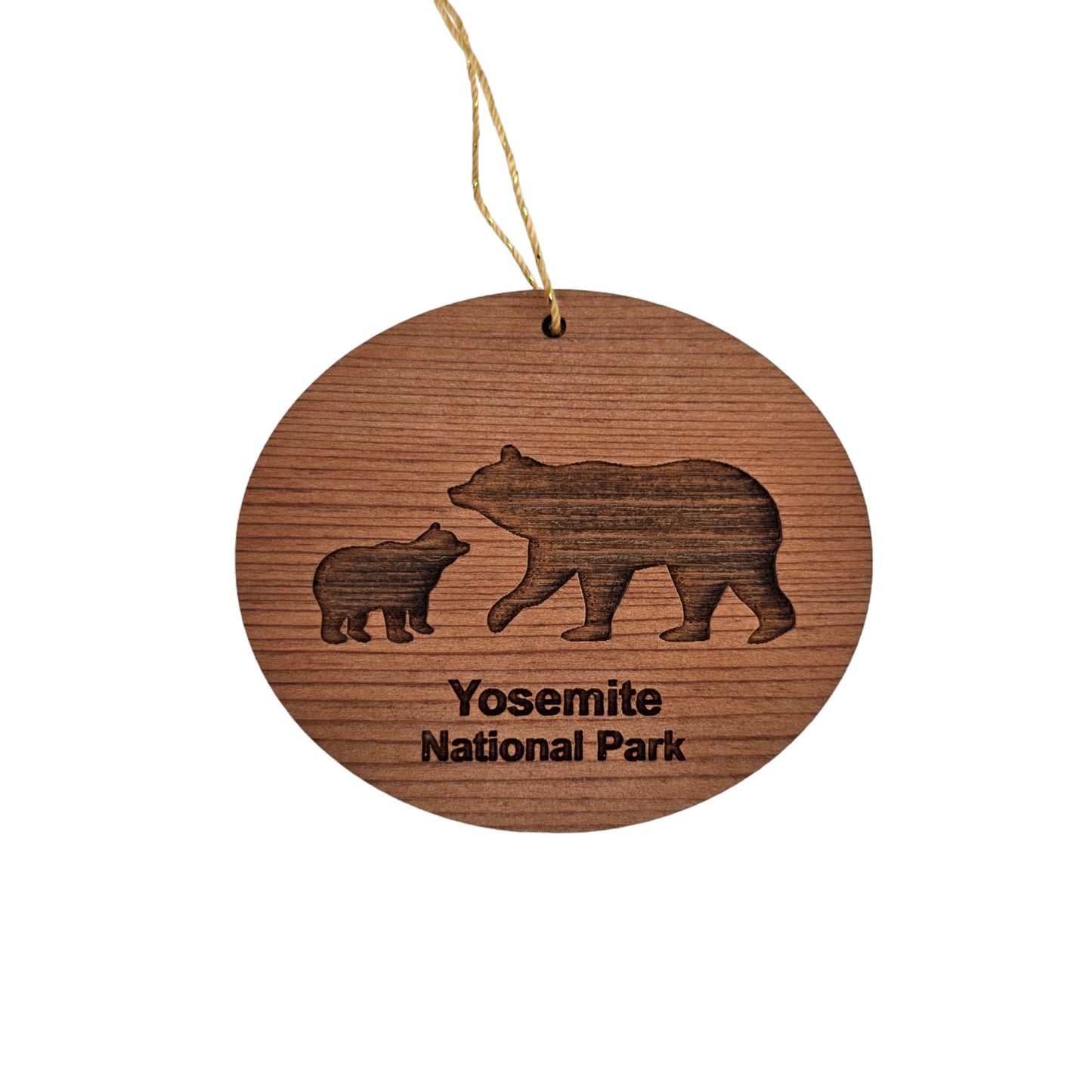 Yosemite National Park Ornament With Mama Bear and Cub Handmade Wood Ornament California Souvenir CA Christmas Ornament - 15703