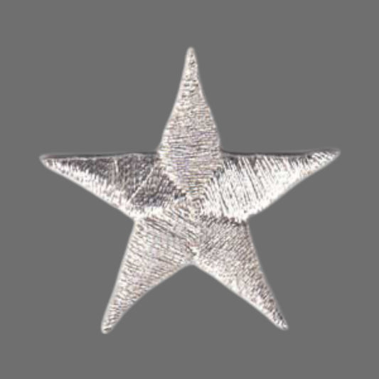Silver Embroidered Star Patch 1.25 Inch - 7401-58M