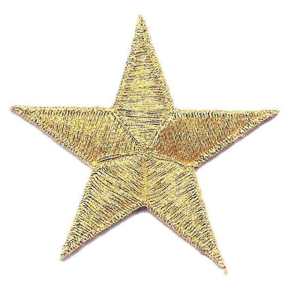 Gold Metallic Embroidered Star Patch 1.75 Inch - 7402-21M