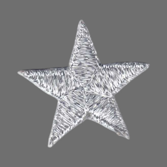 Silver Embroidered Star Patch 1.75 Inch 7402-58M