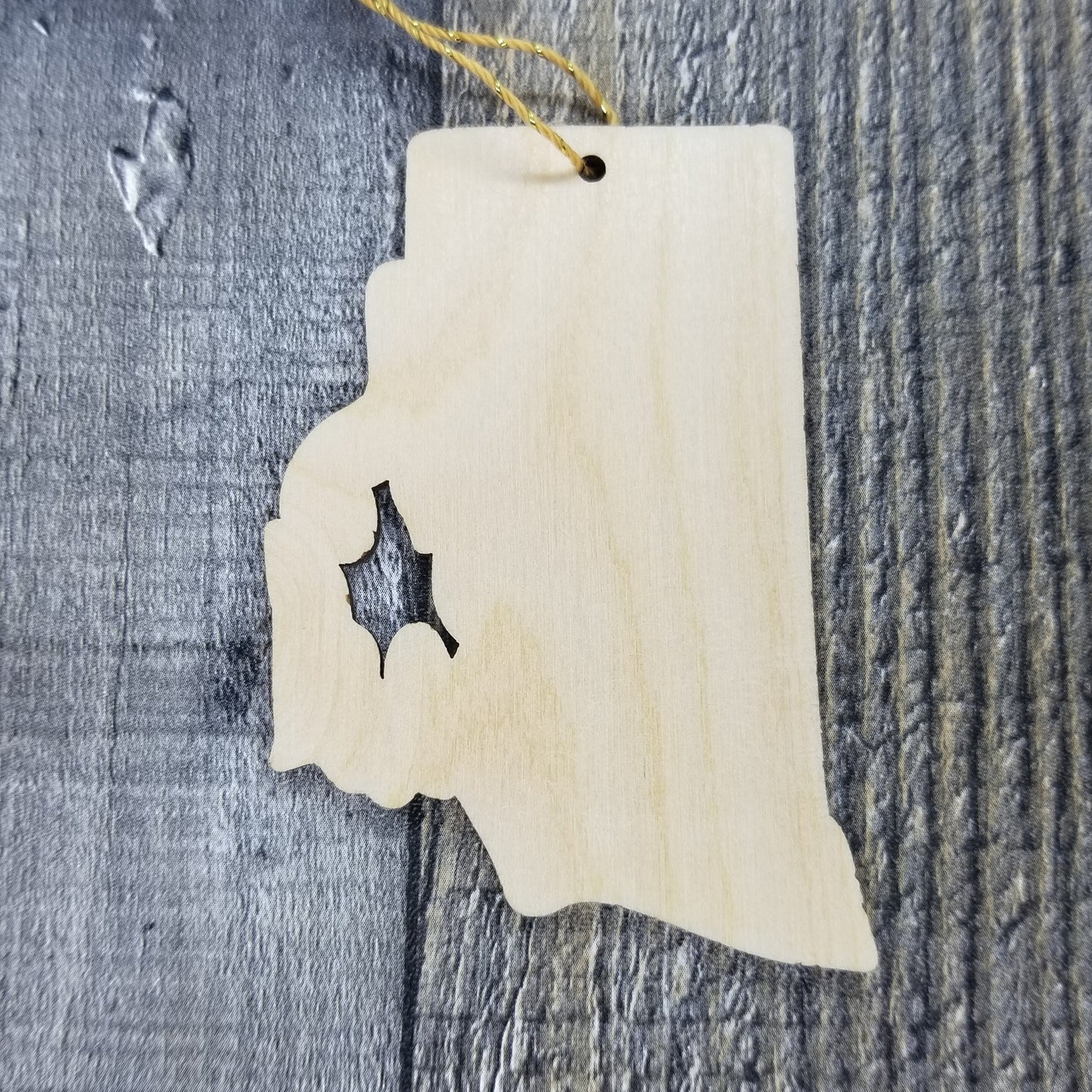 Rhode Island Wood Ornament - RI State Shape with State Motto Cutout - Handmade Wood Ornament Made in USA Christmas Decor