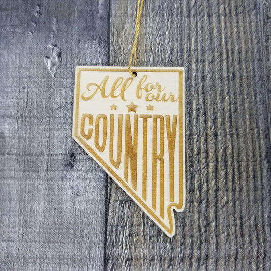 Nevada Wood Ornament - NV State Shape with State Motto - Handmade Wood Ornament Made in USA Christmas Decor