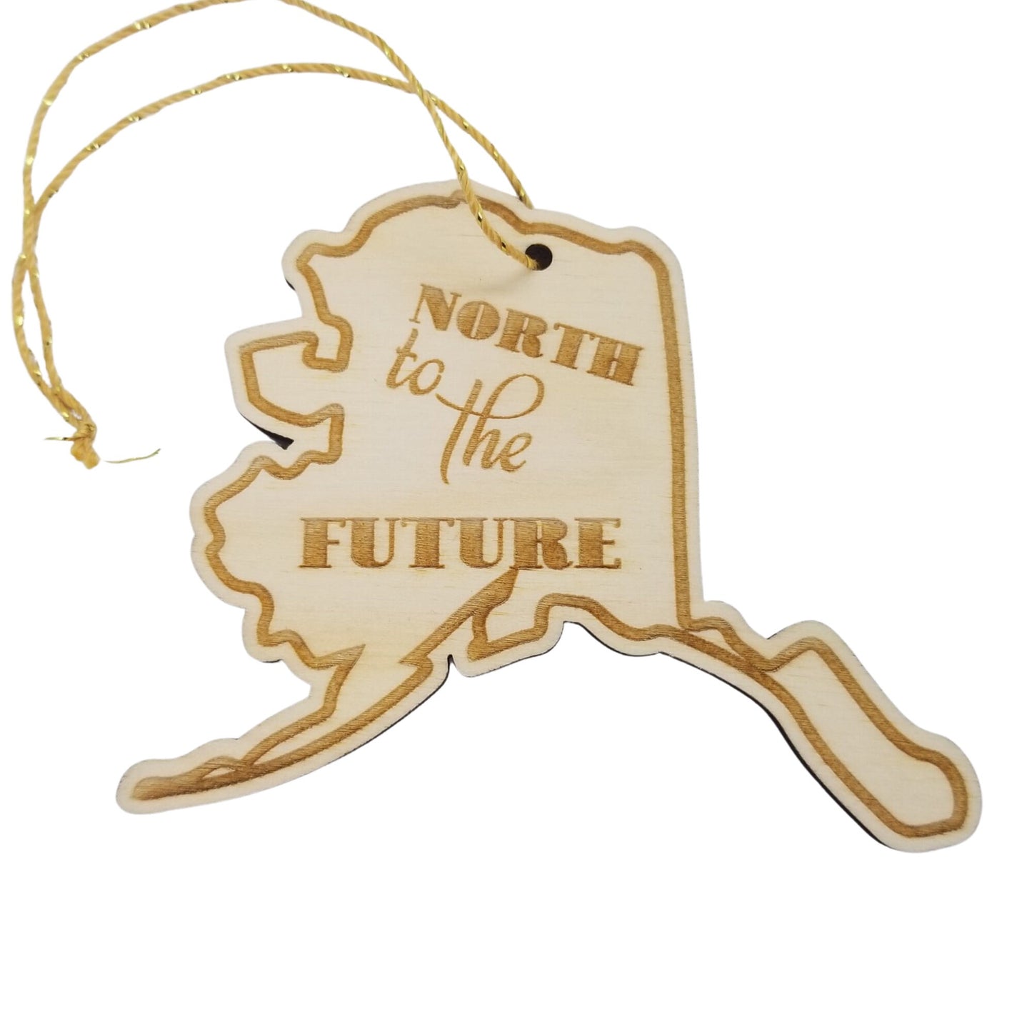 Alaska Wood Ornament - AK State Shape with State Motto - Handmade Wood Ornament Made in USA Christmas Decor