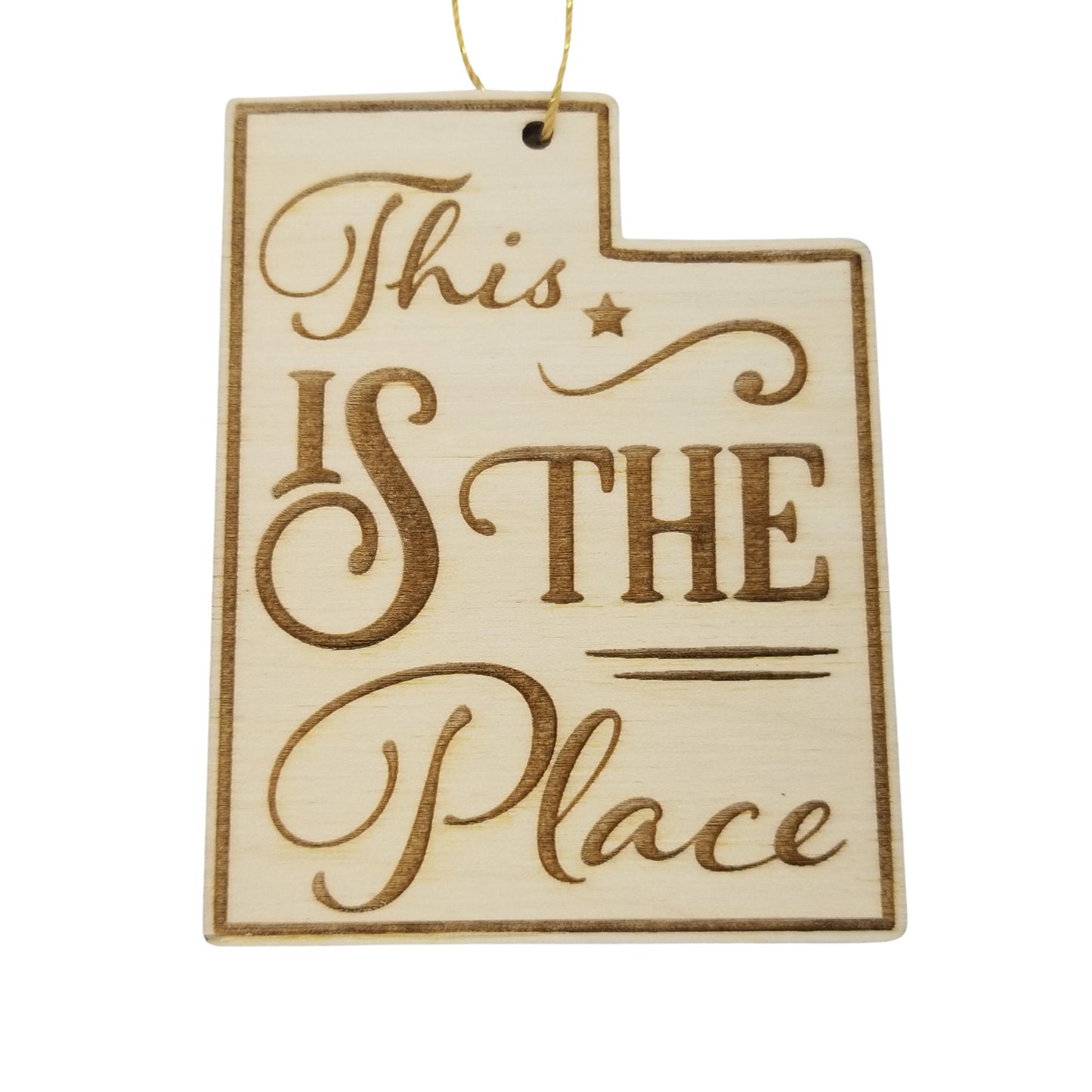 Utah Wood Ornament - UT State Shape with State Motto - Handmade Wood Ornament Made in USA Christmas Decor - 15468