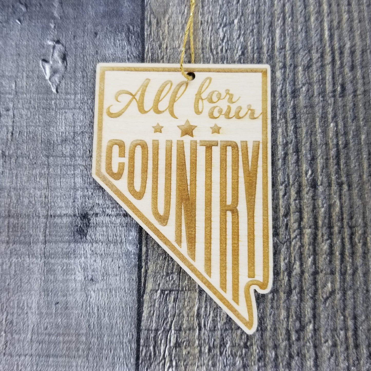 Nevada Wood Ornament - NV State Shape with State Motto - Handmade Wood Ornament Made in USA Christmas Decor