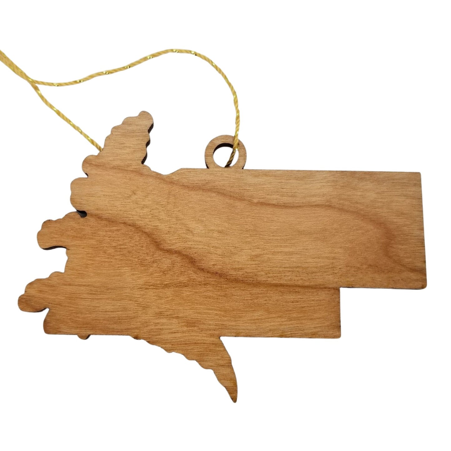 Nebraska Wood Ornament - NE State Shape with State Flowers Solidago - Handmade Wood Ornament Made in USA Christmas Decor