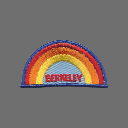 Vintage Berkeley Rainbow with Dark Blue Border Embroidered Patch SEW On - BERKELEY-04DB