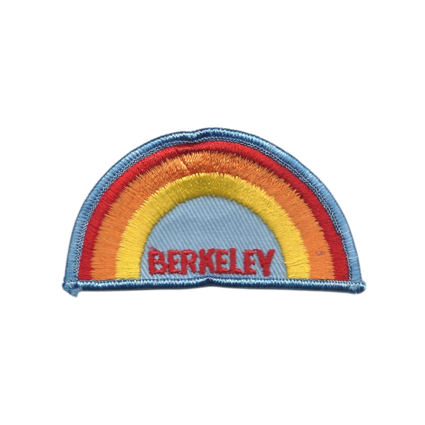 Vintage Berkeley Rainbow with Light Blue Border Embroidered Patch SEW On - BERKELEY-04LB