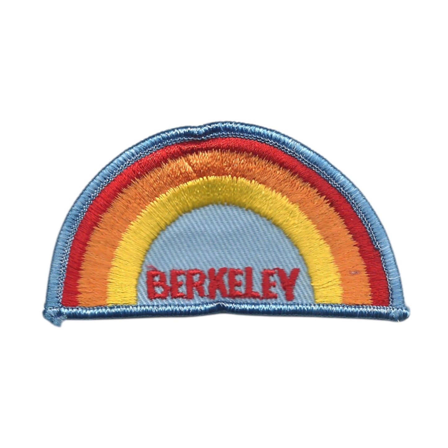 Vintage Berkeley Rainbow with Light Blue Border Embroidered Patch SEW On - BERKELEY-04LB
