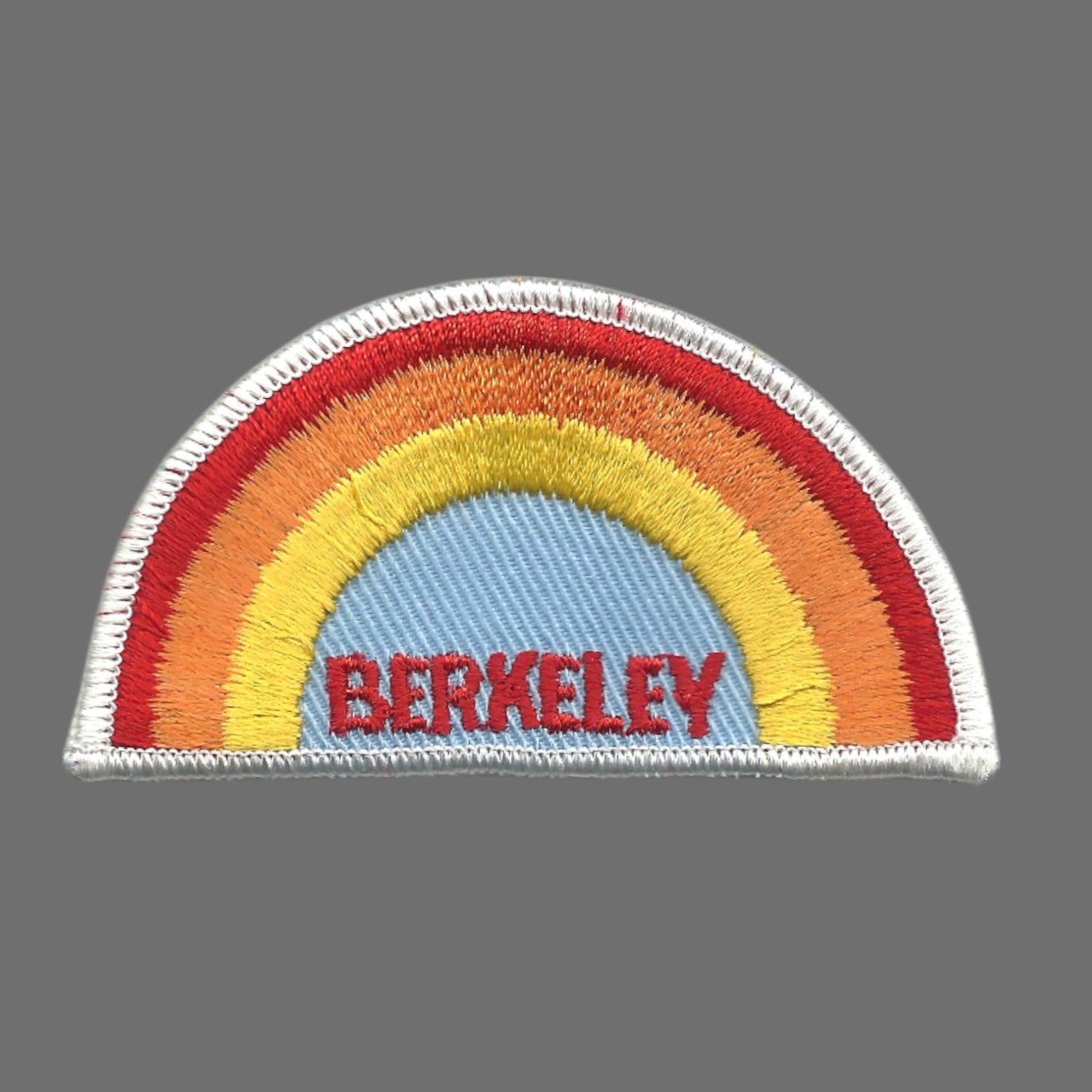 Vintage Berkeley Rainbow with White Border Embroidered Patch SEW On - BERKELEY-04WH