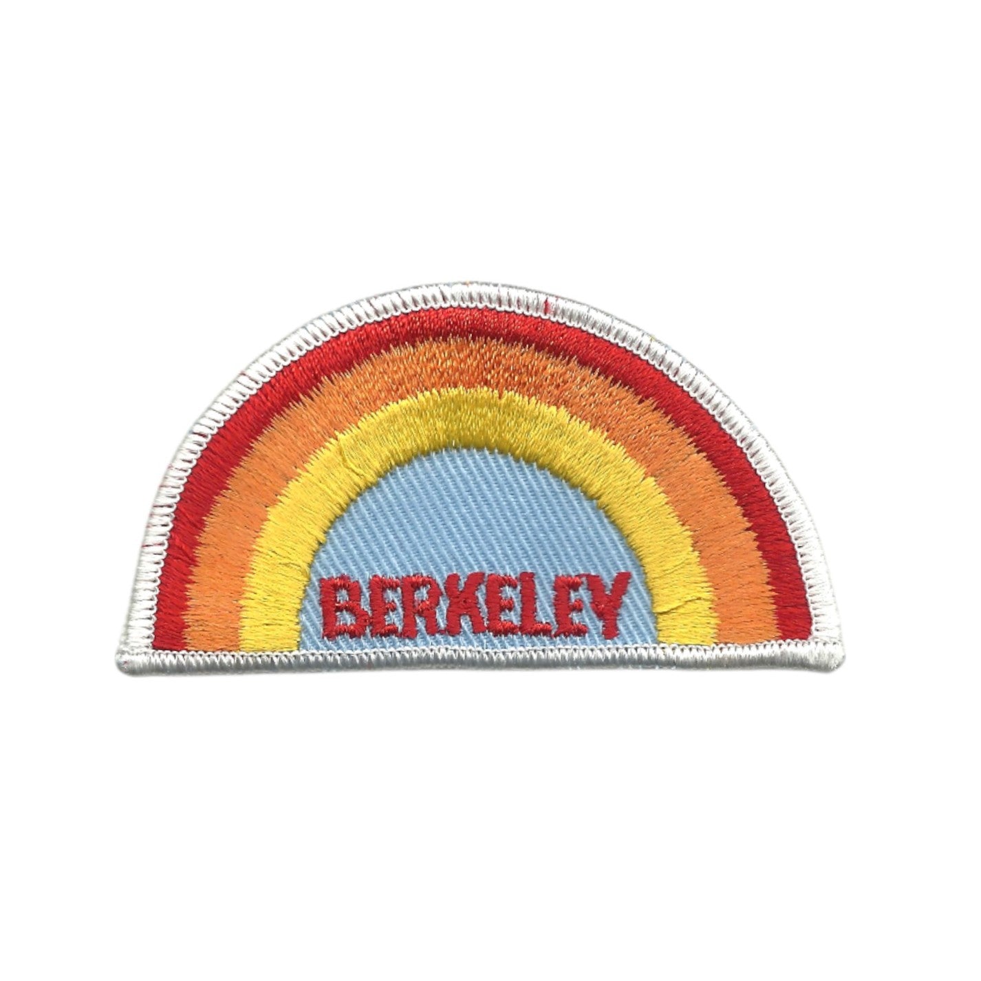 Vintage Berkeley Rainbow with White Border Embroidered Patch SEW On - BERKELEY-04WH