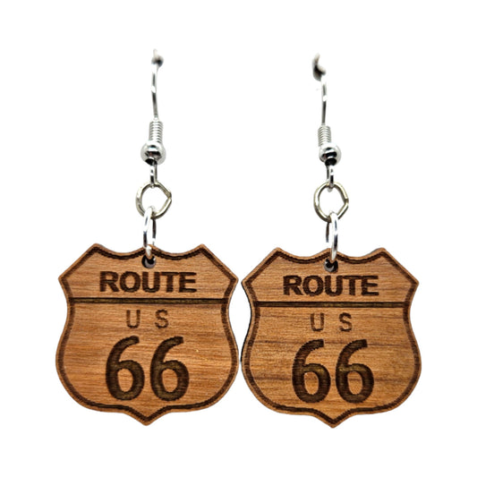Route 66 Dangle Wood Earrings - D79