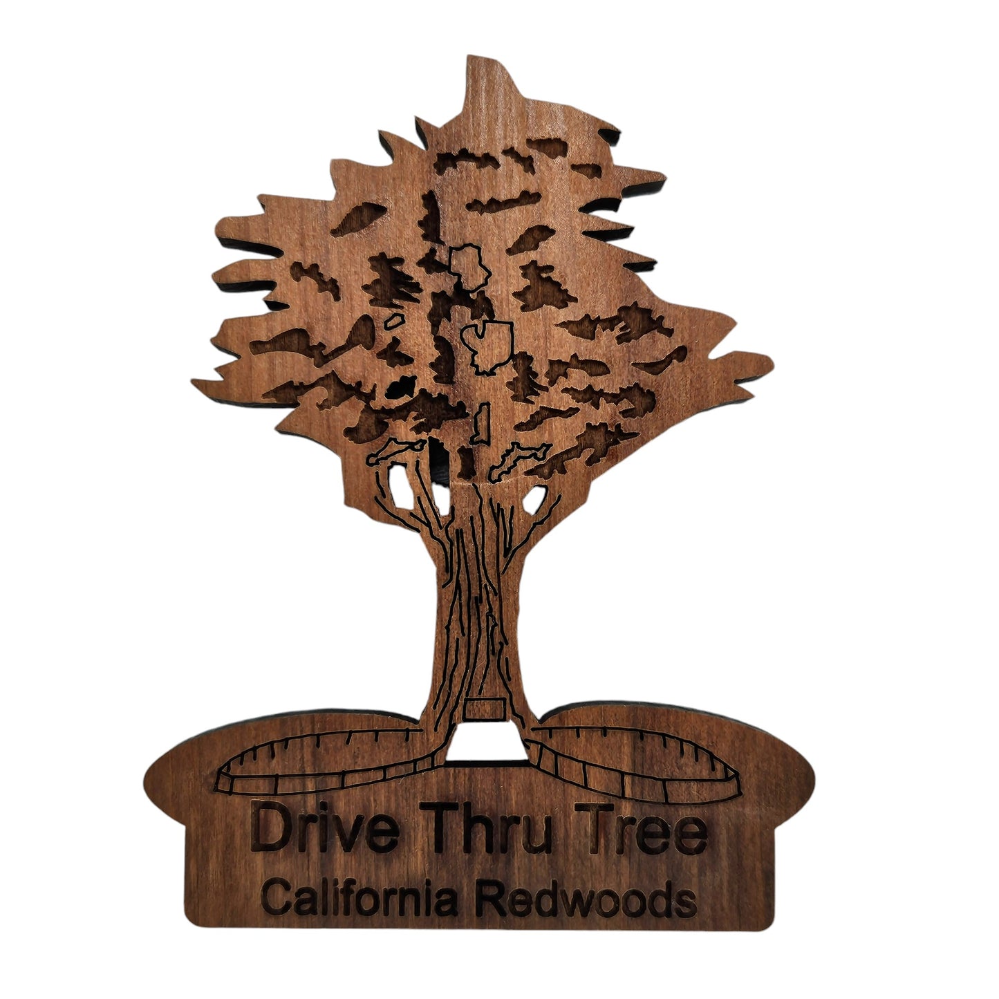 Drive Thru Tree Souvenir Magnet Made in USA California Redwoods Handmade Wood Magnet - M 4004