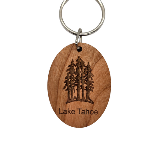 Lake Tahoe Multi Trees Forest Keychain Wood Keyring Souvenir Key Chain Key Ring