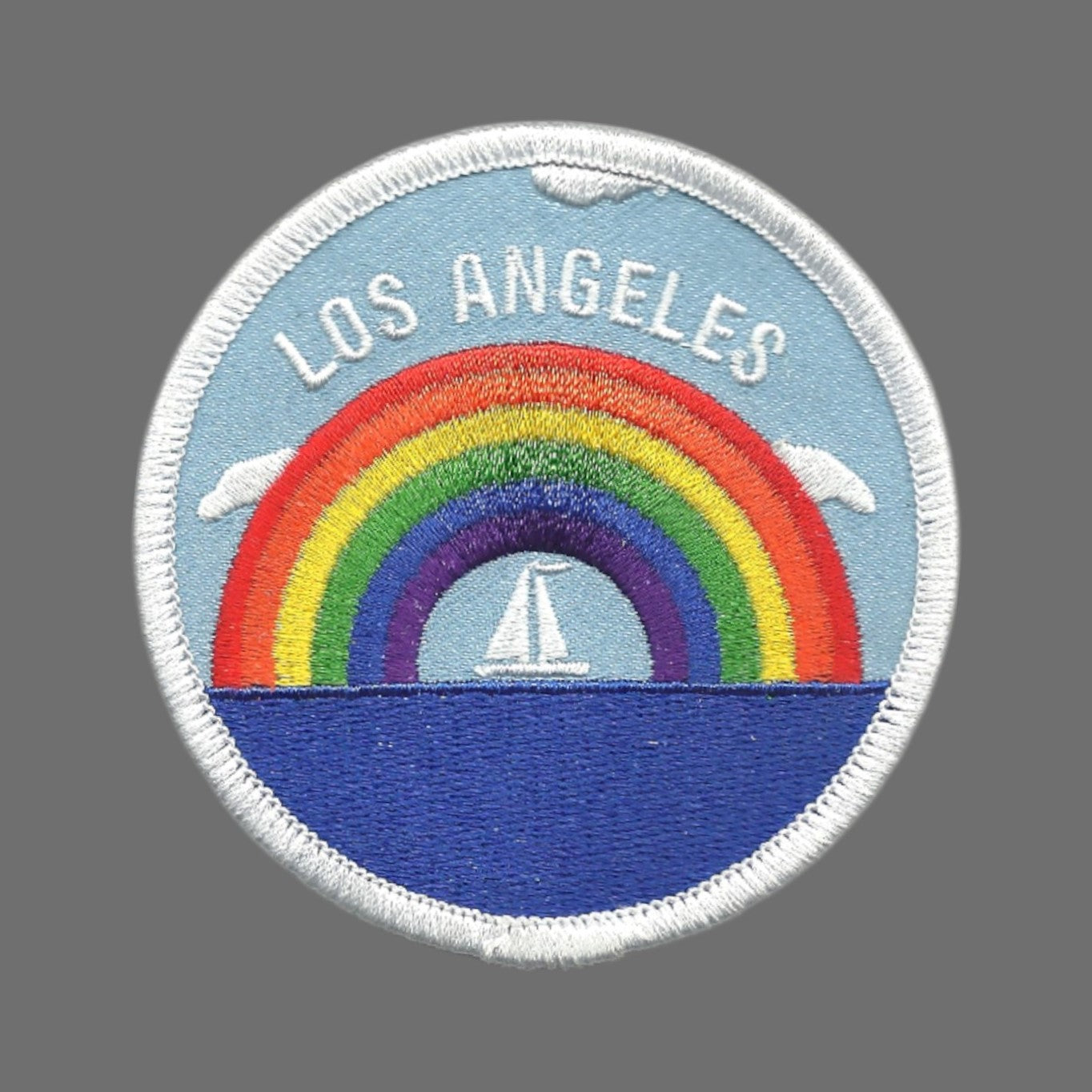 LOS ANGELES Rainbow Sailboat Souvenir Embroidered Patch Iron On - LA-35