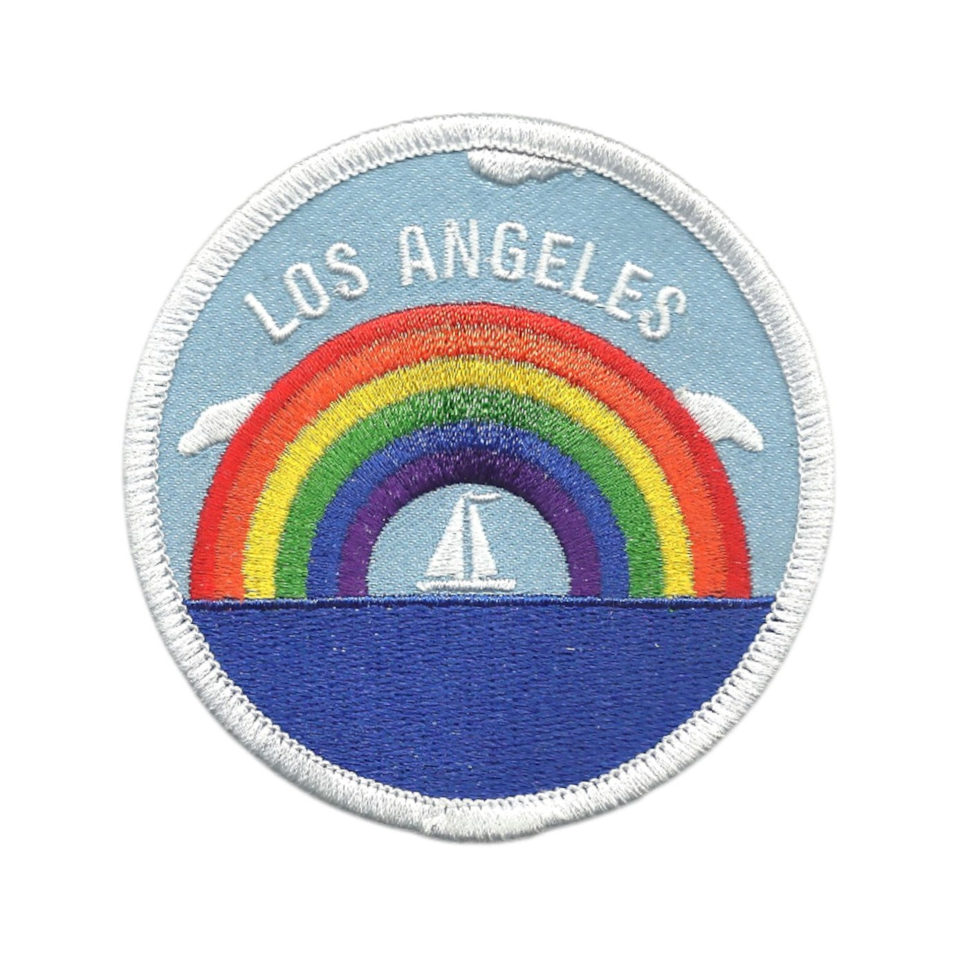 LOS ANGELES Rainbow Sailboat Souvenir Embroidered Patch Iron On - LA-35