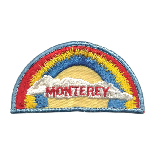 MONTEREY Rainbow Cloud Souvenir Embroidered Patch VINTAGE SEW ON Light Blue Border - MONTEREY-05