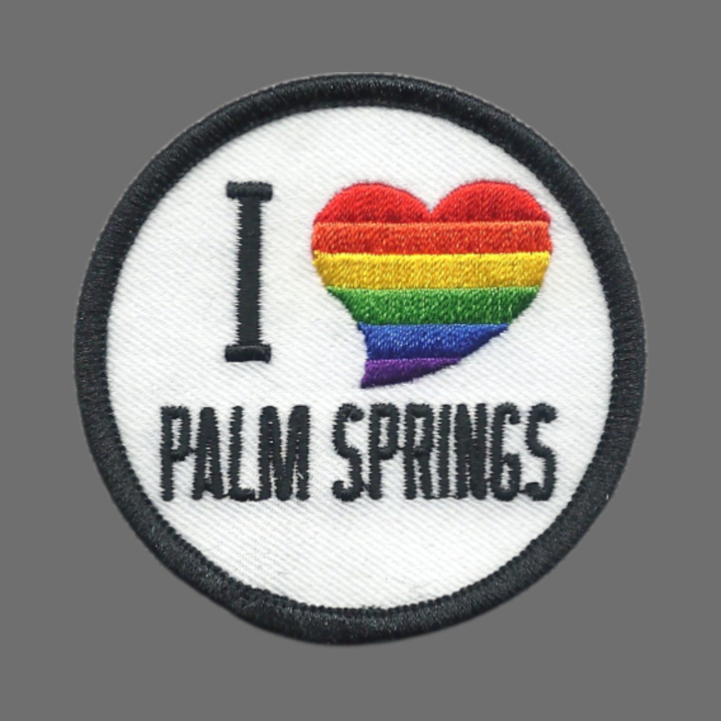 I (rainbow heart) PALM SPRINGS souvenir embroidered patch - PALM SPRINGS-02/RB