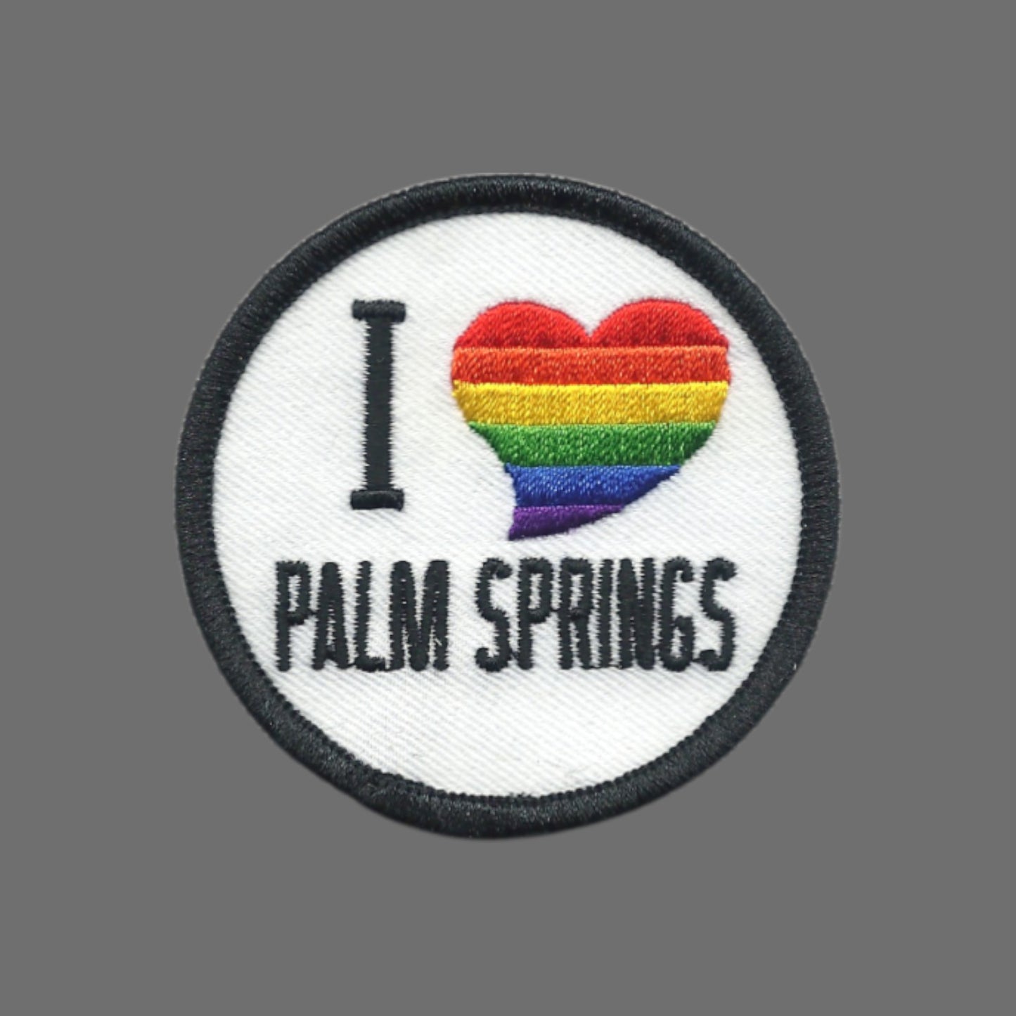 I (rainbow heart) PALM SPRINGS souvenir embroidered patch - PALM SPRINGS-02/RB
